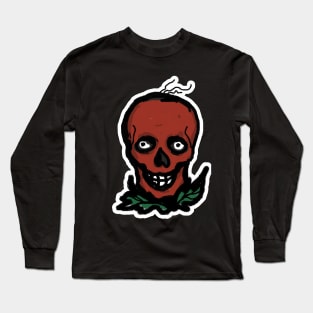 Red Skull with 3 Hair Strands Long Sleeve T-Shirt